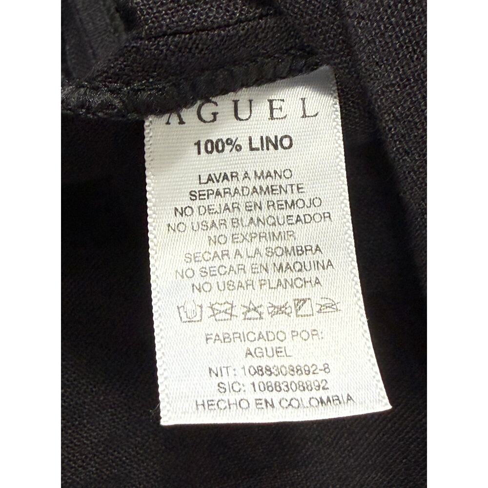 Aguel Black 100% Linen Women Top Tunic Sz S Short Sleeve V Neck - Picture 3 of 8